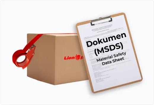 Lakban kardus & lampirkan MSDS